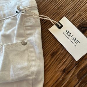 Good Hart white denim flare jeans